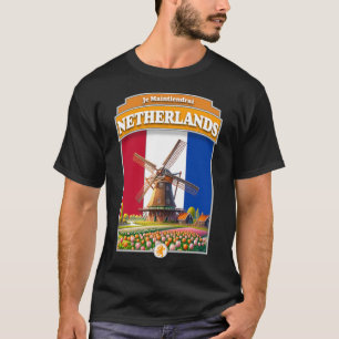 Nederland Windmolen en Tulpen T-shirt