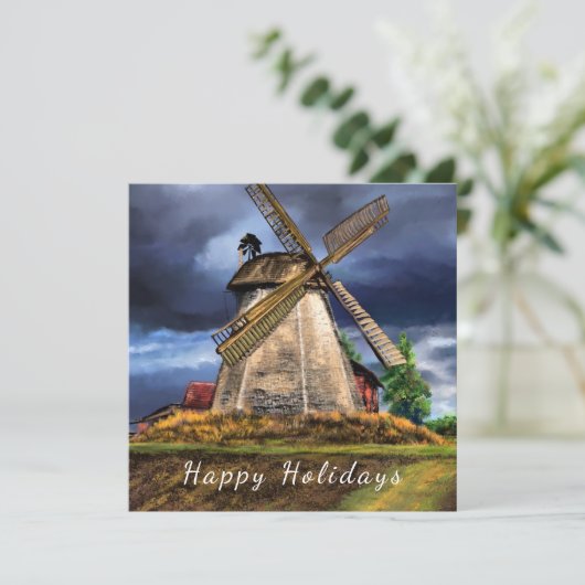 Nederland Windmolen Feestdagen Kaart (Staand voorkant)