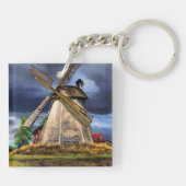 Nederland Windmolen Landschap Sleutelhanger Gift (Achterkant)