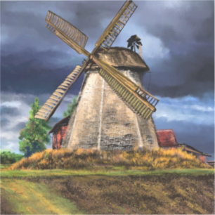 Nederland Windmolen Landschap Tekening Sticker
