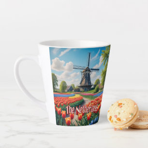 Nederland Windmolen & Tulpen Latte Mok
