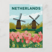 Nederland Windmolens Tulpen Bloemen Reizen Briefkaart (Voorkant)