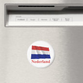 Nederland Wuivende Vlag met Naam in het Nederlands Magneet (Insitu (Vaatwasser))
