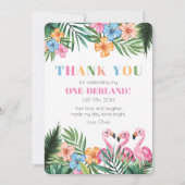 Nederland Zomer Tropische Flamingo 1e Verjaardag Bedankkaart (Voorkant)