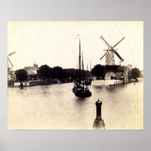 Nederlands Afbeelding, windmolen Schiedam Poster (Voorkant)