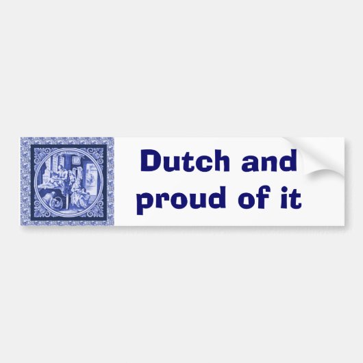  Nederlands blauw ontwerp voor een tegel Bumpersticker (Voorkant)