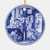 Nederlands blauw ontwerp voor een tegel Keramisch Ornament (Voorkant)