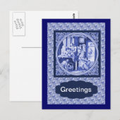 Nederlands blauw ontwerp voor tegel Briefkaart (Voorkant / Achterkant)