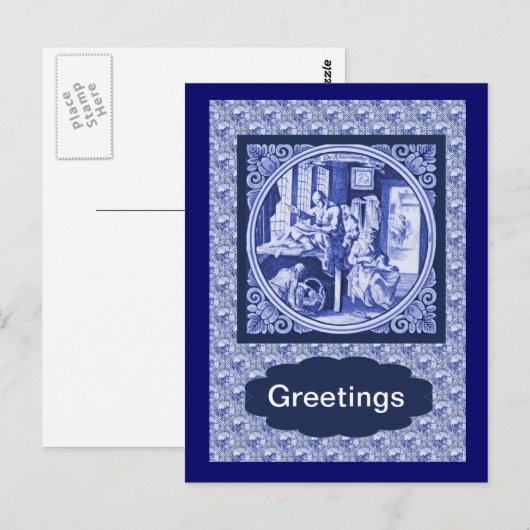  Nederlands blauw ontwerp voor tegel Briefkaart (Voorkant / Achterkant)