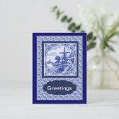  Nederlands blauw ontwerp voor tegel Briefkaart (Staand voorkant)