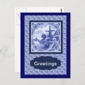  Nederlands blauw ontwerp voor tegel Briefkaart (Voorkant / Achterkant)