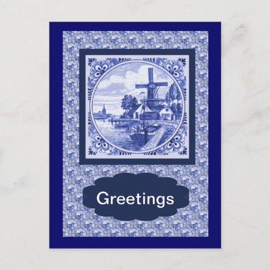  Nederlands blauw ontwerp voor tegel Briefkaart (Voorkant)