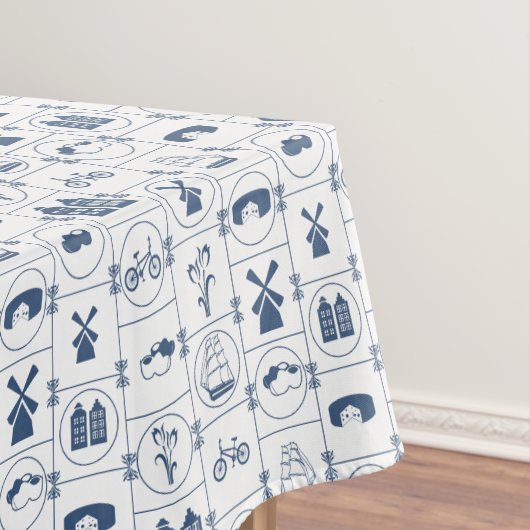 Nederlands blauw vormgevingsontwerp tafelkleed (Voorbeeld)