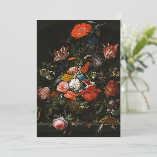 Nederlands bloemen in vet en stille kunst bedankkaart (Staand voorkant)