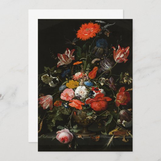 Nederlands bloemen in vet en stille kunst bedankkaart (Voorkant / Achterkant)