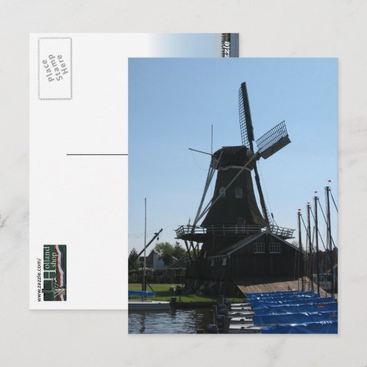 Nederlands Briefkaart met windmolen Silhouette (Voorkant / Achterkant)
