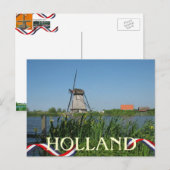 Nederlands Briefkaart met witte bloemen (Voorkant / Achterkant)