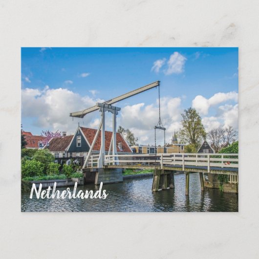 Nederlands briefkaart van houten brug (Voorkant)