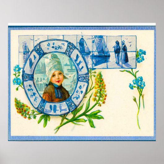  Nederlands design, 1905 Meisje met bloemen Poster (Voorkant)