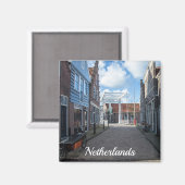 Nederlands dorp met traditionele houten bridgemagn magneet (Voorkant / Achterkant)