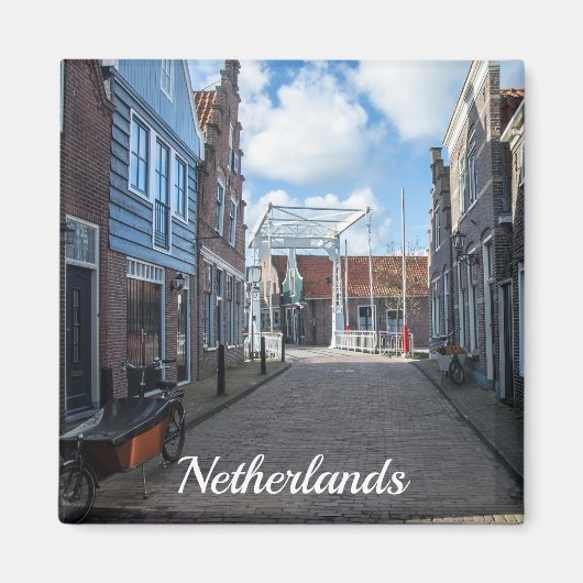 Nederlands dorp met traditionele houten bridgemagn magneet (Voorkant)