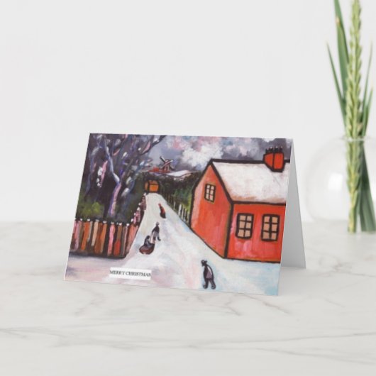 NEDERLANDS DORP WINTERSCENE FEESTDAGEN KAART (Voorkant)