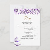 Nederlands - Español Amethyst Glitter Brillo de am RSVP Kaartje (Achterkant)