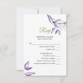 Nederlands - Español Paarse Bladzijde Follaje Púrp RSVP Kaartje (Achterkant)