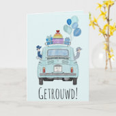 Nederlands Gay Gefeliciteerd Bruiloft Fiat 500 Kaart (Gele Bloem)