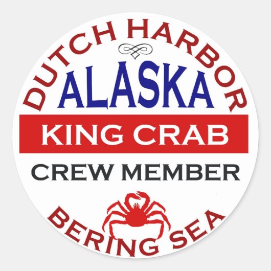 Nederlands Harbour Alaskan King Crab Crew Lid Ronde Sticker (Voorkant)