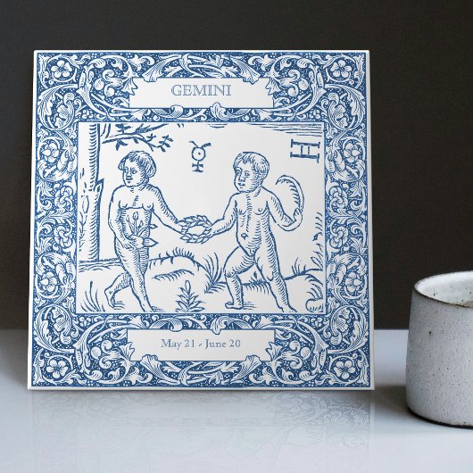 Nederlands herkenningsteken Delft Blue Gemini Tegeltje