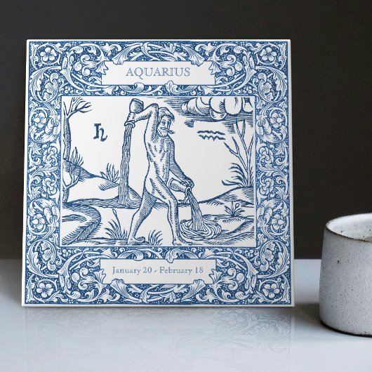 Nederlands  herkenningsteken van Delft Blue Aquari Tegeltje