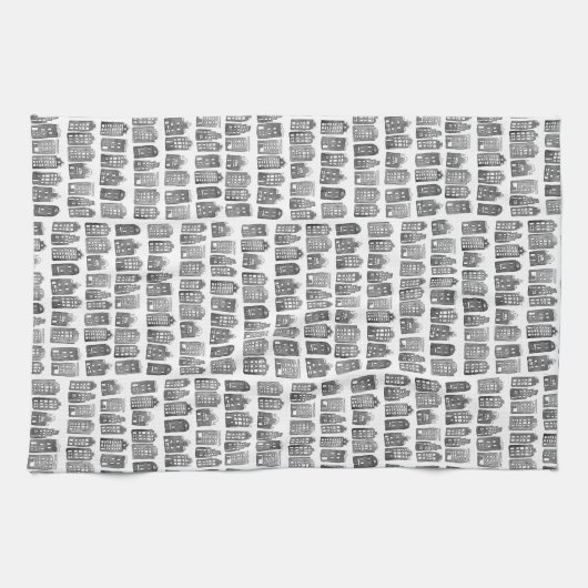 Nederlands Houses Winter Amsterdam City Pattern Theedoek (Horizontaal)