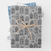 Nederlands huis met fietsen met tulps Amsterdam Inpakpapier Vel (In situ)