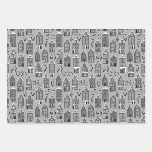 Nederlands huis met fietsen met tulps Amsterdam Inpakpapier Vel (Voorkant)