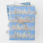 Nederlands huis met fietsen met tulps Amsterdam Inpakpapier Vel (In situ)