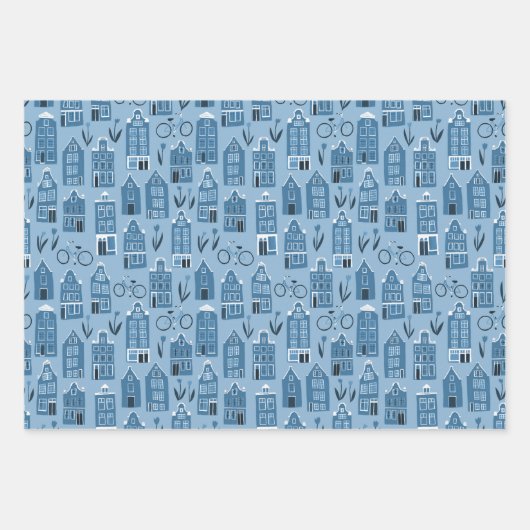 Nederlands huis met fietsen met tulps Amsterdam Inpakpapier Vel (Voorkant 3)