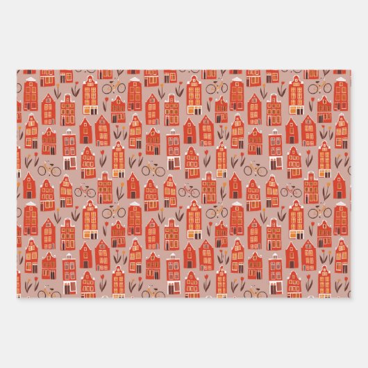 Nederlands huis met fietsen met tulps Amsterdam Inpakpapier Vel (Voorkant 2)