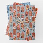 Nederlands huis met fietsen met tulps Amsterdam Inpakpapier Vel (In situ)