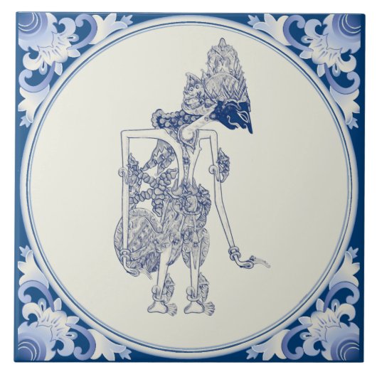 Nederlands-Indonesische schaduwpop Delft Blauw. Tegeltje (Voorkant)