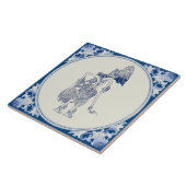 Nederlands-Indonesische schaduwpop Delft Blauw. Tegeltje (Zijkant)