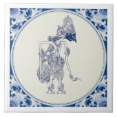 Nederlands-Indonesische Schaduwpop Delft Blauw V2. Tegeltje (Voorkant)