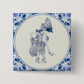 Nederlands-Indonesische schaduwpop Delft Blauw. Vierkante Button 5,1 Cm (Voorkant)