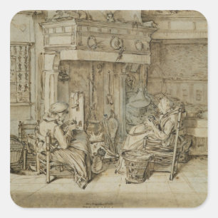 Nederlands interieur, 1617 vierkante sticker