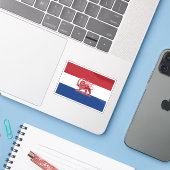 Nederlands-Iraanse Leeuw-en-Zon-Erflags Sticker (Laptop met iPhone)