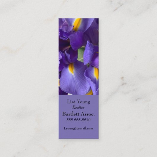 Nederlands iris bouquet bladwijzer mini visitekaartje (Voorkant)