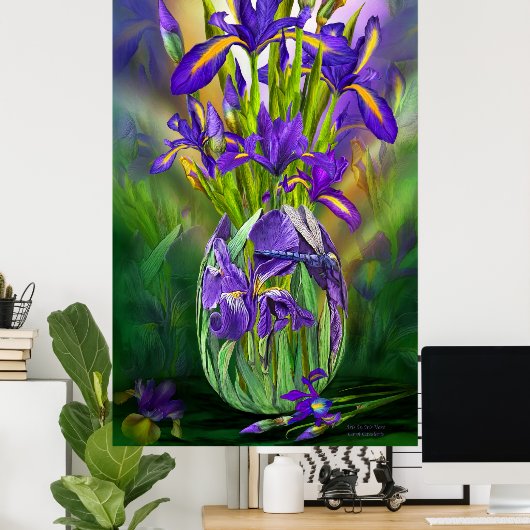 Nederlands Iris in Iris Vase Fine Art Poster/Afdru Poster (Thuiskantoor)