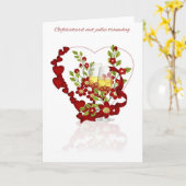 Nederlands Jubileum met champagnebloemen Kaart (Gele Bloem)