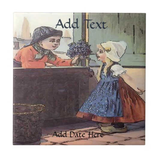 Nederlands Kinder Flowers Tile, Nederlandse Kijk,  Tegeltje (Voorkant)