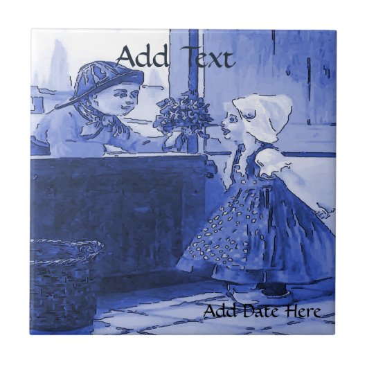 Nederlands Kinder Flowers Tile, Nederlandse Kijk, Tegeltje (Voorkant)